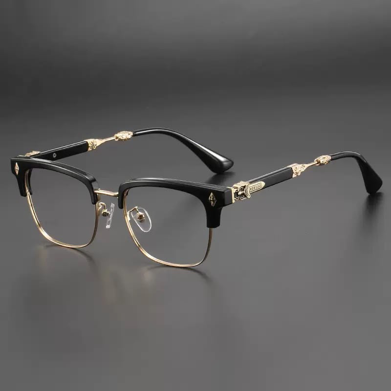 Chrome Heart Glasses – Retro Black & Gold Clubmaster Frames