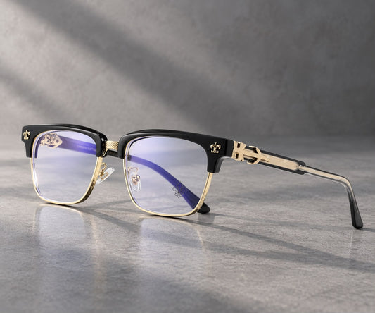 Chrome Heart Glasses – Semi-Rimless Gold Browline