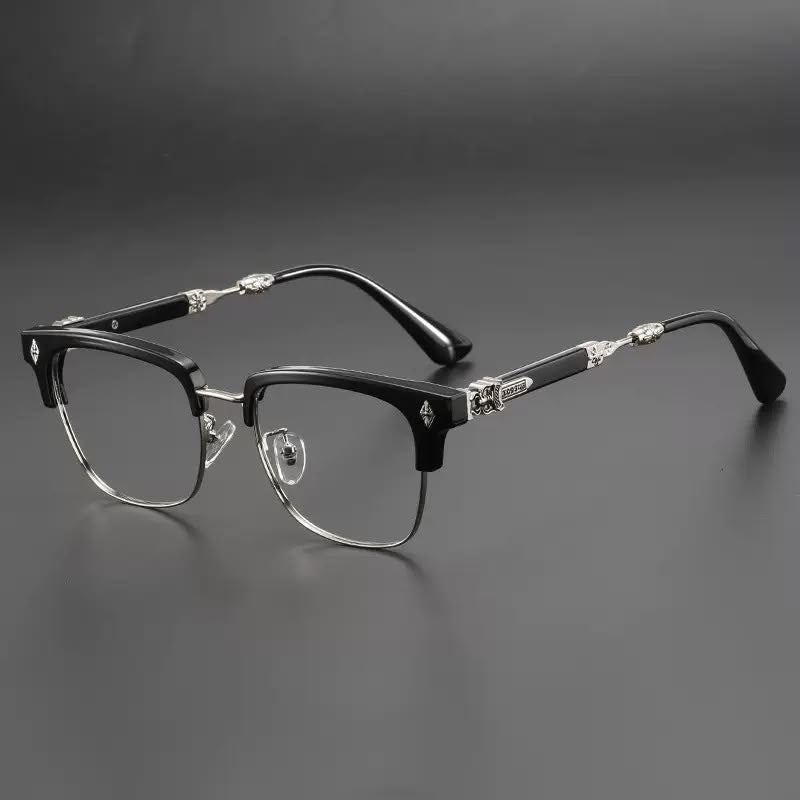 Chrome Heart Glasses – Retro Black & Silver Clubmaster Frames