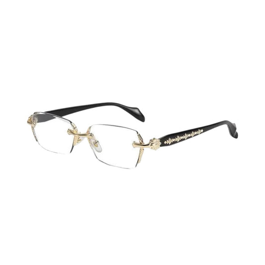 Chrome Heart Glasses – Frameless Black & Gold